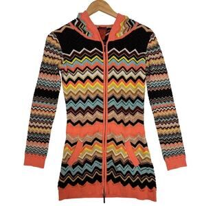 Missoni Target Girls/Teens XL ZigZag 2Way Zip Up Sweater Hoodie Colorful School